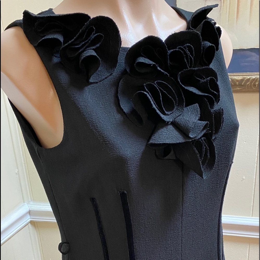 ✨ NWT Anne Klein Elegant "Rosette" Little Black Midi Dress sz 6 ✨